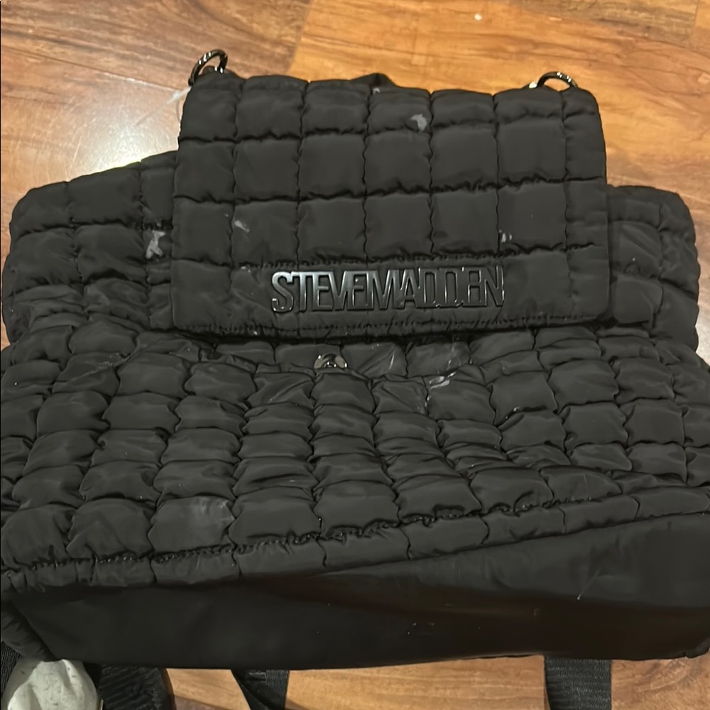 Steve Madden Black Quilted Backpack Sporty Design